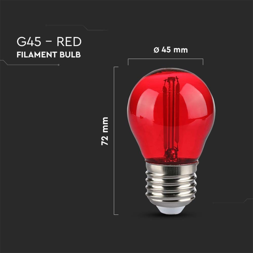 Світлодіодна лампочка FILAMENT G45 E27/2W/230V червоний