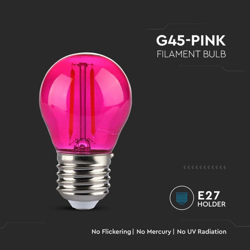 Світлодіодна лампочка FILAMENT G45 E27/2W/230V рожевий