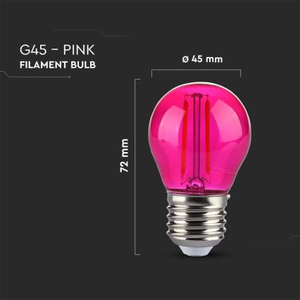 Світлодіодна лампочка FILAMENT G45 E27/2W/230V рожевий