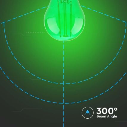 Світлодіодна лампочка FILAMENT G45 E27/2W/230V зелений