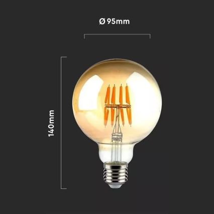 Світлодіодна лампочка FILAMENT G95 E27/8W/230V 2200K