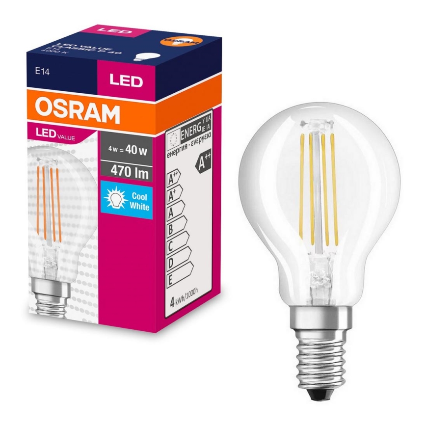 Світлодіодна лампочка FILAMENT P40 E14/4W/230V 4000K - Osram