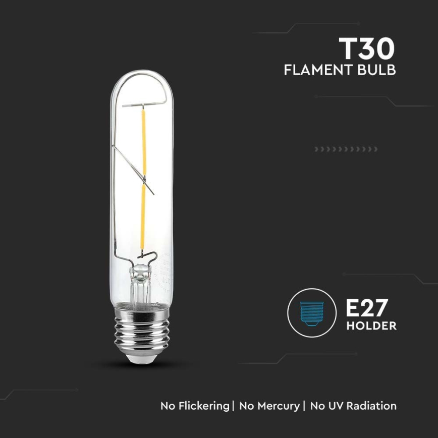 Світлодіодна лампочка FILAMENT T30 E27/2W/230V 3000K