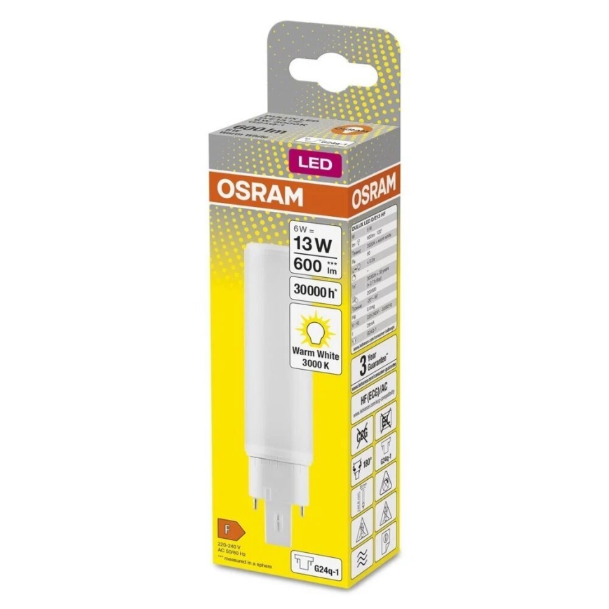 Світлодіодна лампочка G24q-1/6W/230V 3000K - Osram