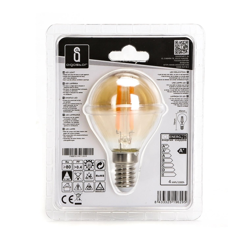 Світлодіодна лампочка G45 E14/4W/230V 2200K - Aigostar