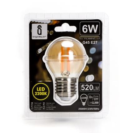 Світлодіодна лампочка G45 E27/6W/230V 2200K - Aigostar