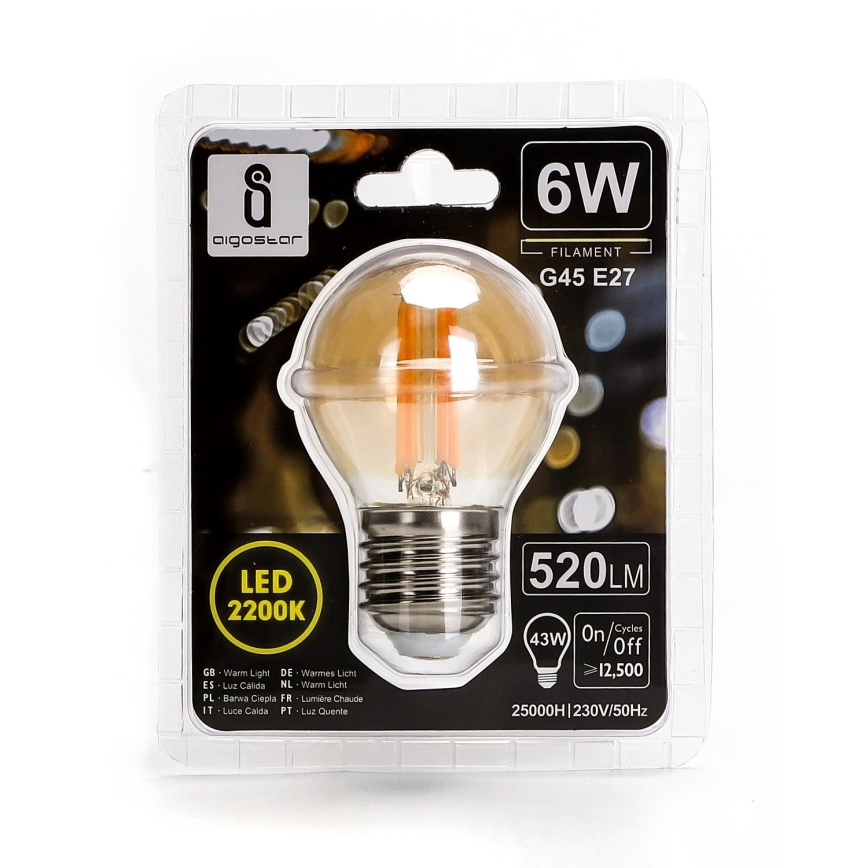 Світлодіодна лампочка G45 E27/6W/230V 2200K - Aigostar