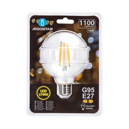 Світлодіодна лампочка G95 E27/10W/230V 2700K - Aigostar