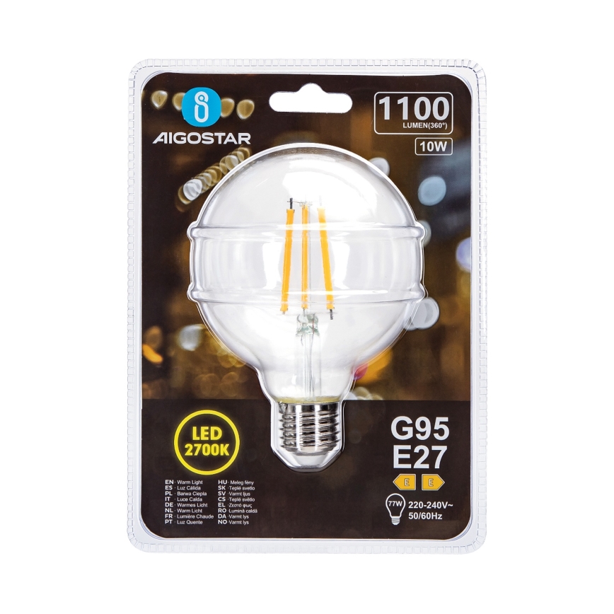 Світлодіодна лампочка G95 E27/10W/230V 2700K - Aigostar