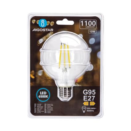 Світлодіодна лампочка G95 E27/10W/230V 6500K - Aigostar