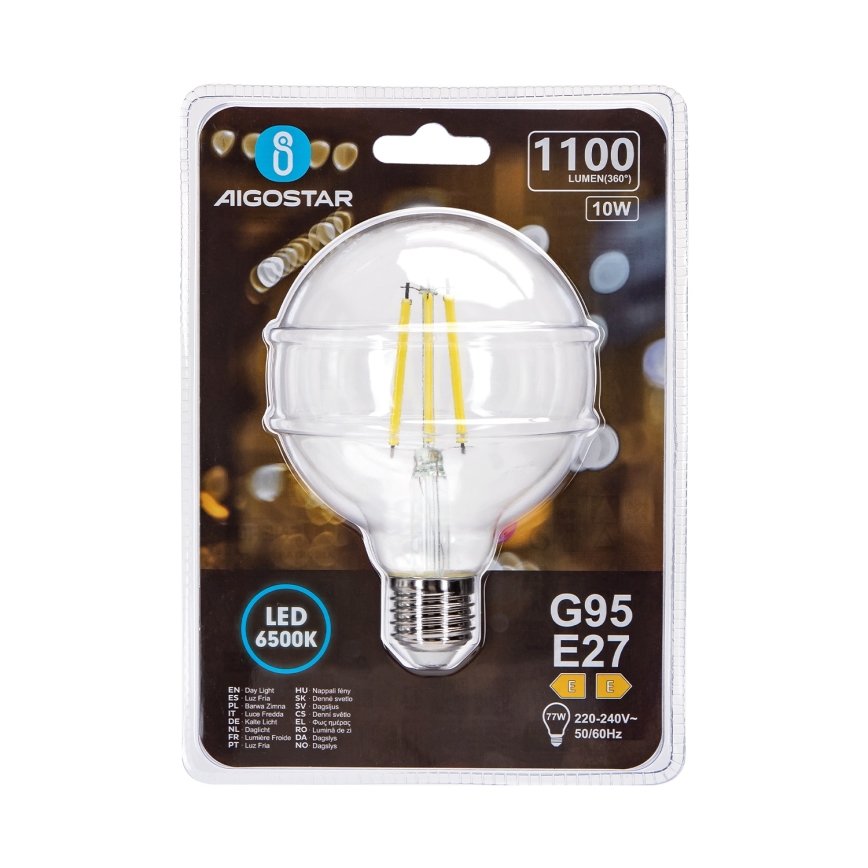 Світлодіодна лампочка G95 E27/10W/230V 6500K - Aigostar