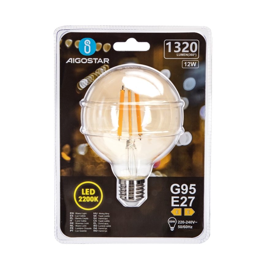 Світлодіодна лампочка G95 E27/12W/230V 2200K - Aigostar
