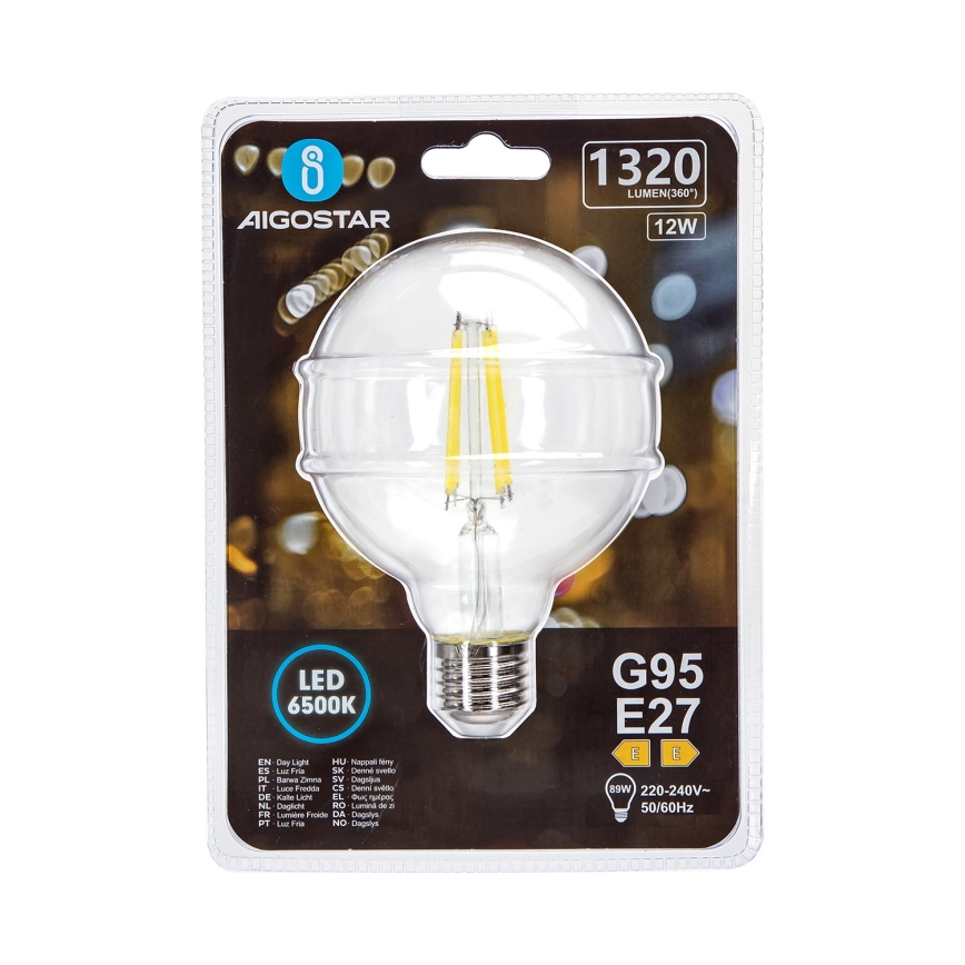 Світлодіодна лампочка G95 E27/12W/230V 6500K - Aigostar