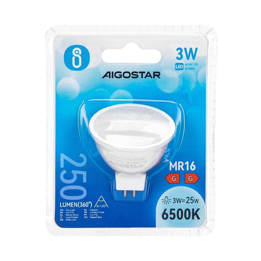 Світлодіодна лампочка MR16 GU5,3/3W/12V 6500K - Aigostar