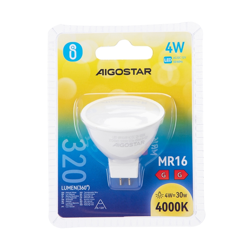 Світлодіодна лампочка MR16 GU5,3/4W/12V 4000K - Aigostar