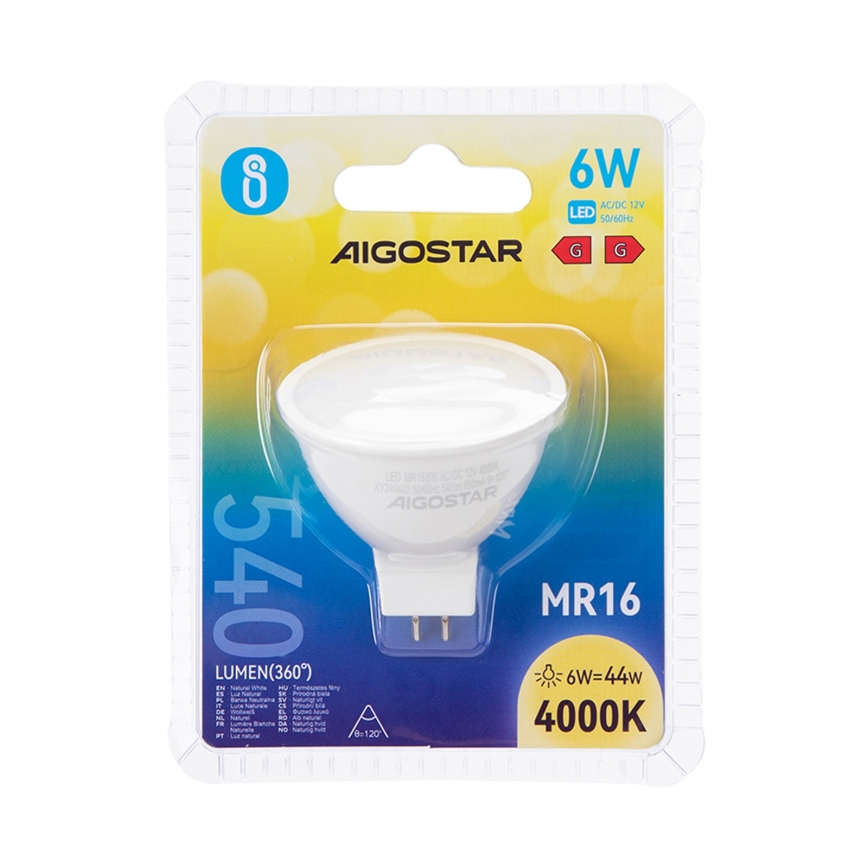 Світлодіодна лампочка MR16 GU5,3/6W/12V 4000K - Aigostar