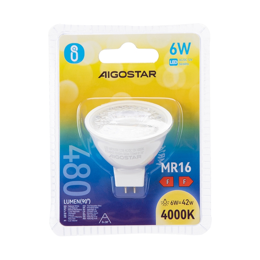 Світлодіодна лампочка MR16 GU5,3/6W/12V 4000K - Aigostar