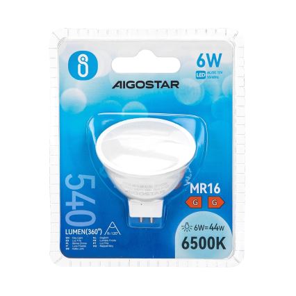 Світлодіодна лампочка MR16 GU5,3/6W/12V 6500K - Aigostar
