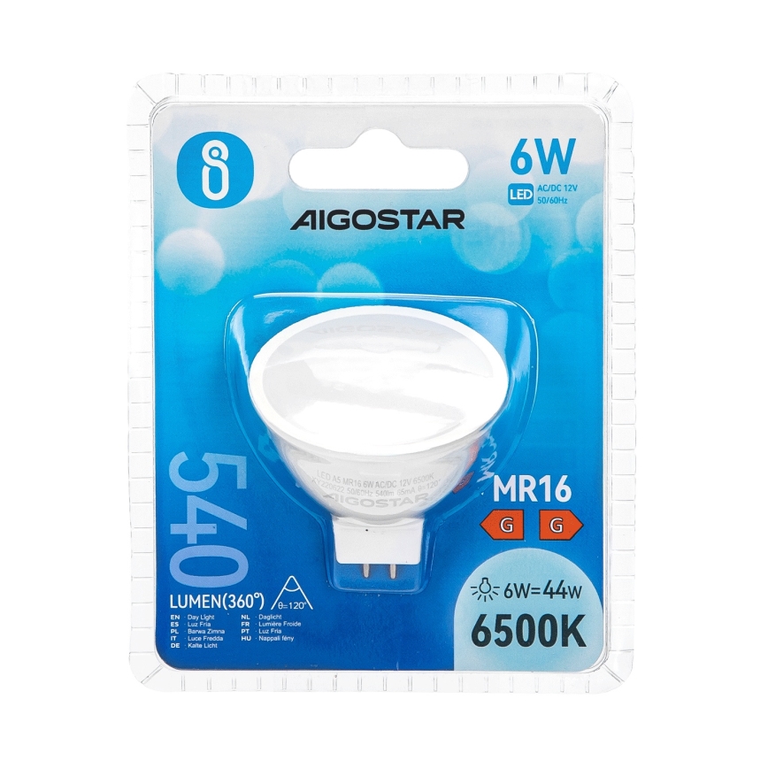 Світлодіодна лампочка MR16 GU5,3/6W/12V 6500K - Aigostar