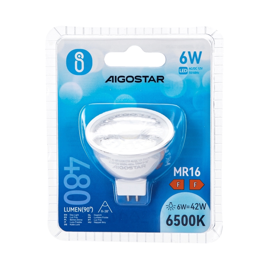 Світлодіодна лампочка MR16 GU5,3/6W/12V 6500K - Aigostar