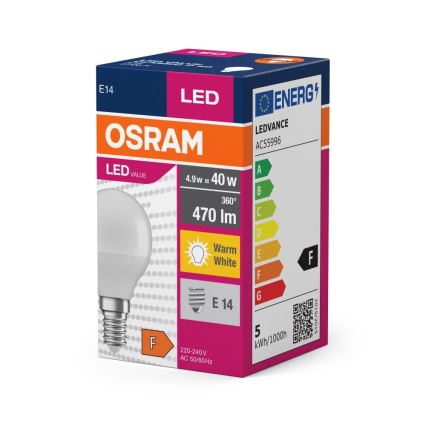 Світлодіодна лампочка P40 E14/4,9W/230V 2700K - Osram