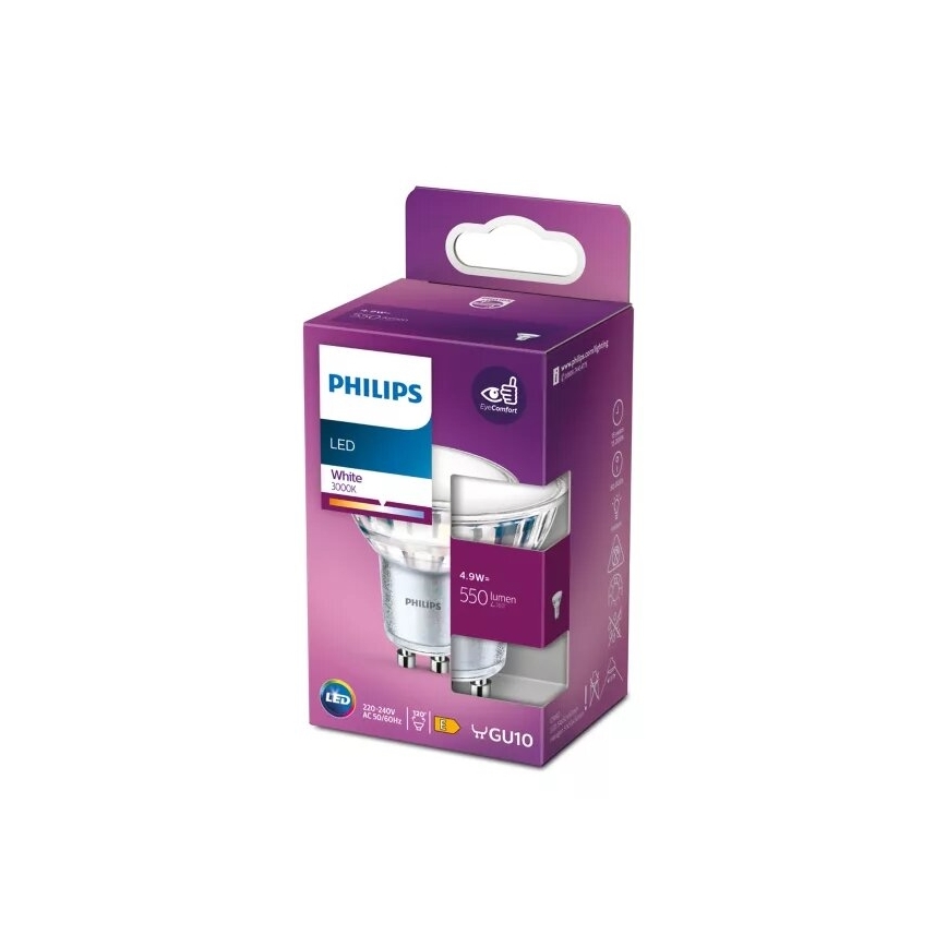 Світлодіодна лампочка Philips PAR16 GU10/4,9W/230V 3000K