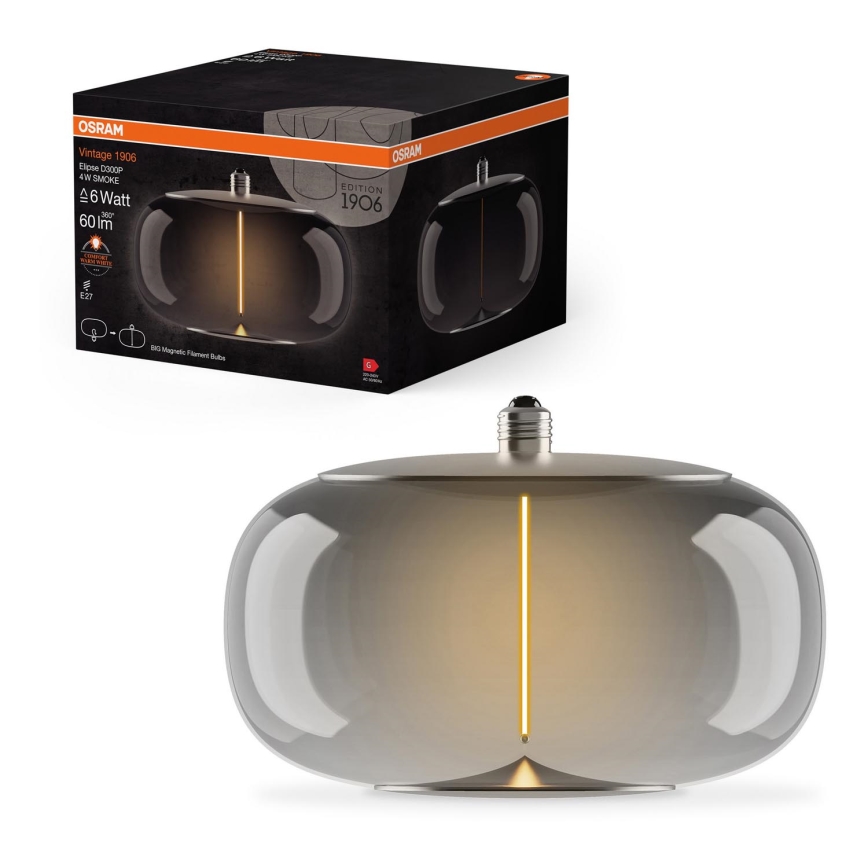 Світлодіодна лампочка VINTAGE FILAMENT E27/4W/230V 1800K димчастий - Osram