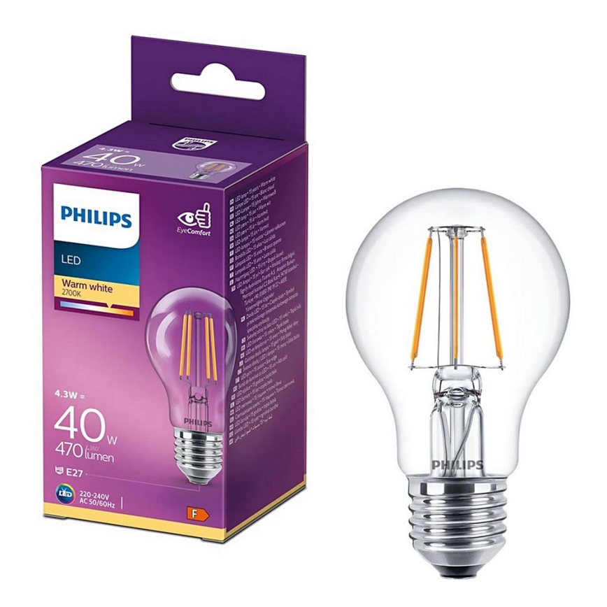 Світлодіодна лампочка VINTAGE Philips A60 E27/4,3W/230V 2700K