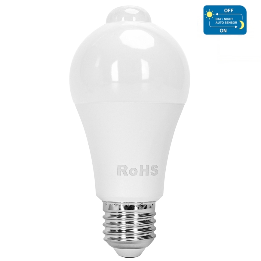 Світлодіодна лампочка з датчиком руху та освітленості A60 E27/12W/230V 3000K - Aigostar