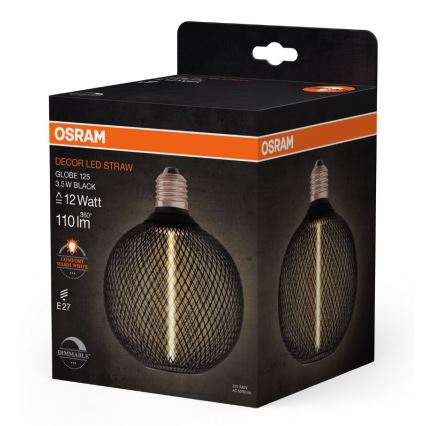 Світлодіодна лампочка з регулюванням яскравості DECOR  FILAMENT G125 E27/3,5W/230V 1800K чорний - Osram