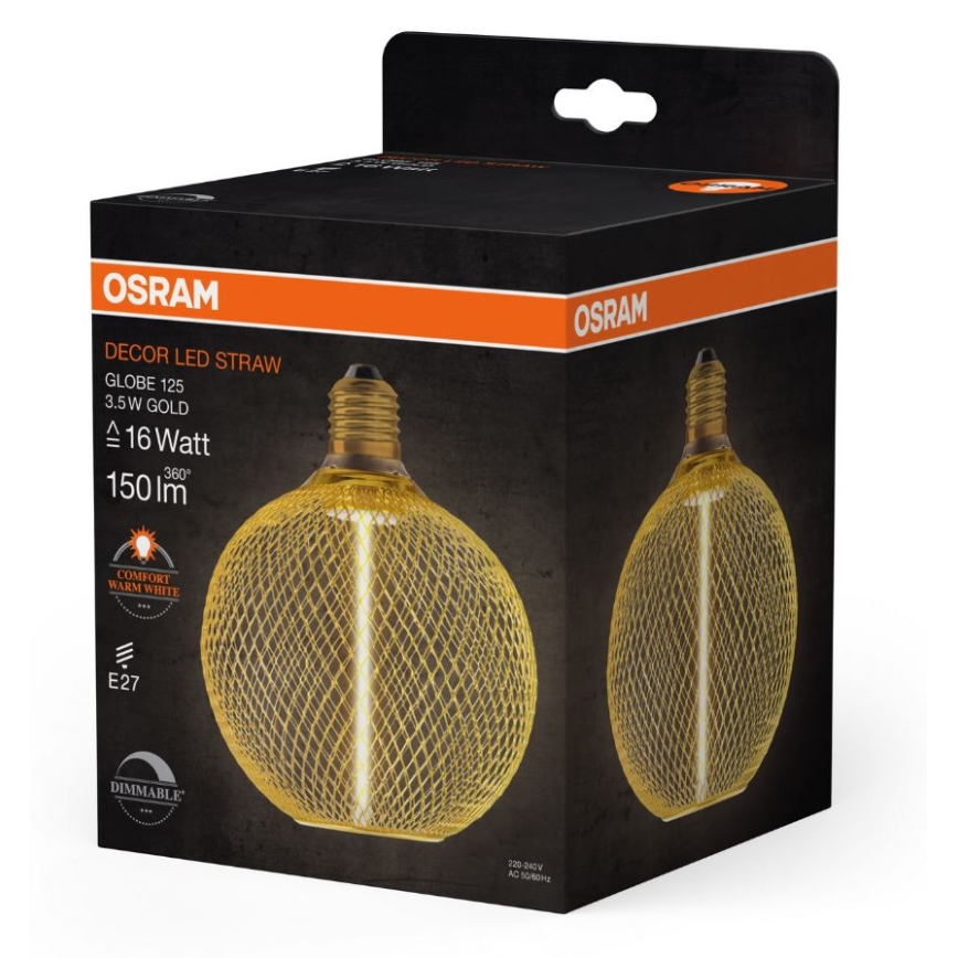 Світлодіодна лампочка з регулюванням яскравості DECOR  FILAMENT G125 E27/3,5W/230V 1800K золотий - Osram
