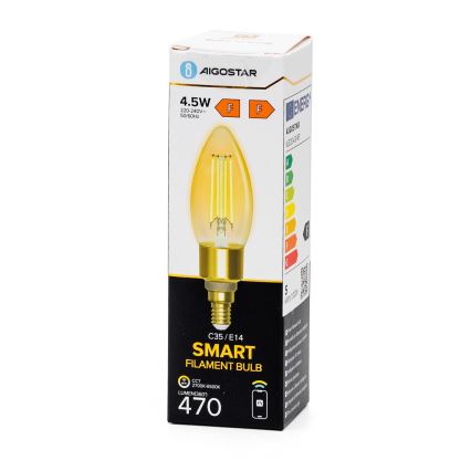 Світлодіодна лампочка з регулюванням яскравості FILAMENT C35 E14/4,5W/230V 2700-6500K Wi-Fi - Aigostar