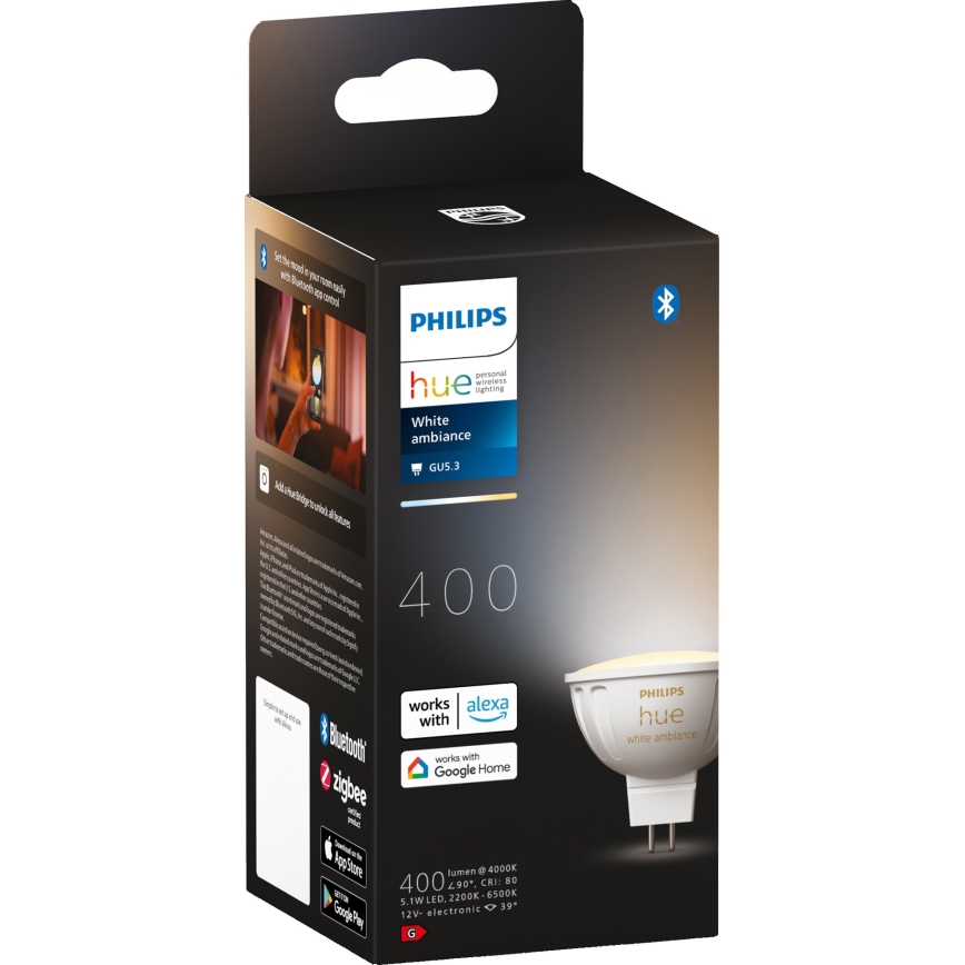 Світлодіодна лампочка з регулюванням яскравості Philips Hue White Ambiance GU5,3/MR16/5,1W/12V 2200-6500K