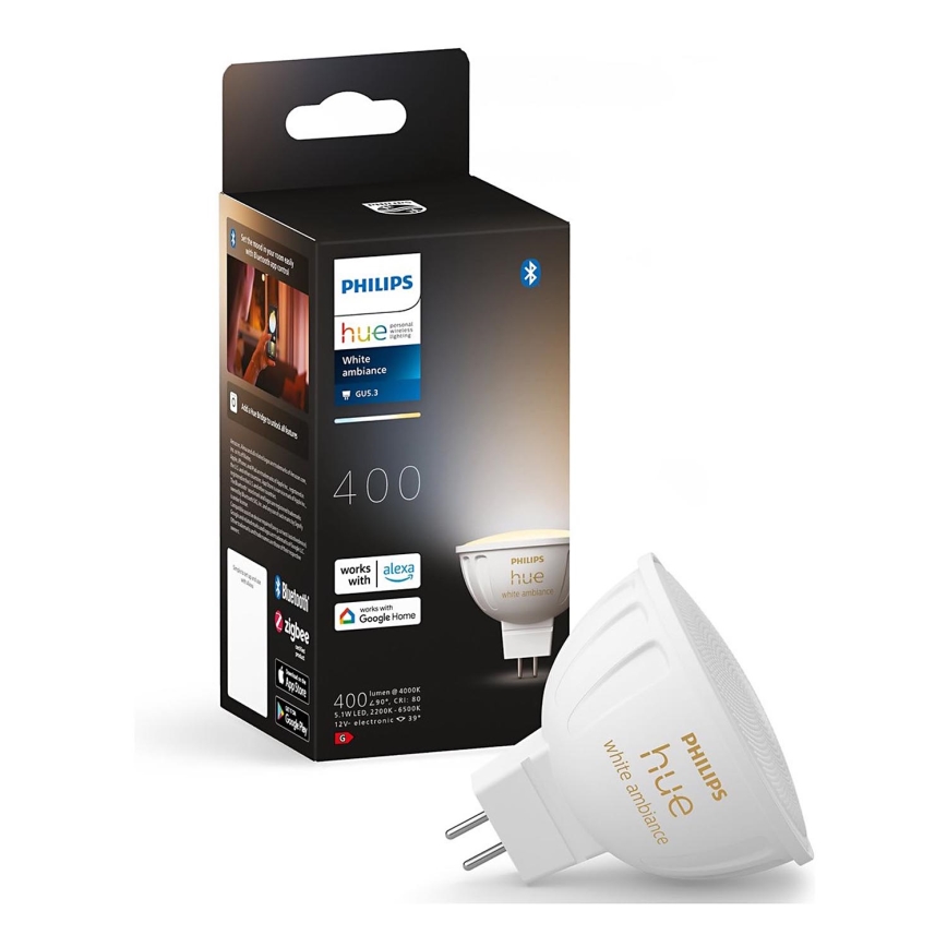 Світлодіодна лампочка з регулюванням яскравості Philips Hue White Ambiance GU5,3/MR16/5,1W/12V 2200-6500K