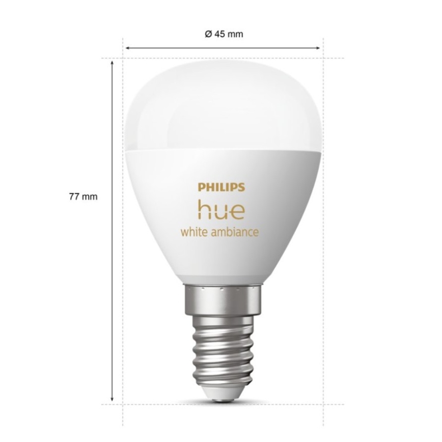 Світлодіодна лампочка з регулюванням яскравості Philips Hue WHITE AMBIANCE P45 E14/5,1W/230V 2200-6500K