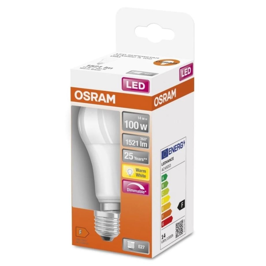 Світлодіодна лампочка з регулюванням яскравості SUPERSTAR E27/14W/230V 2700K - Osram