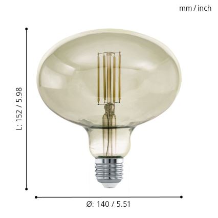 Світлодіодна лампочка з регулюванням яскравості VINTAGE E27/4W/230V 3000K - Eglo 12599