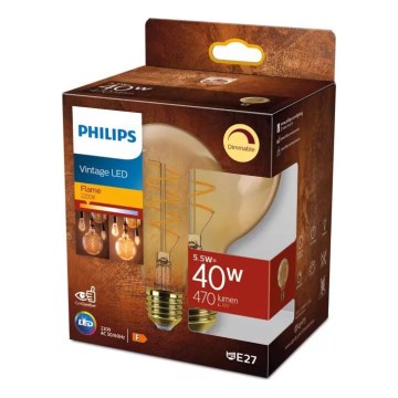 Світлодіодна лампочка з регулюванням яскравості VINTAGE Philips G95 E27/5,5W/230V 2200K