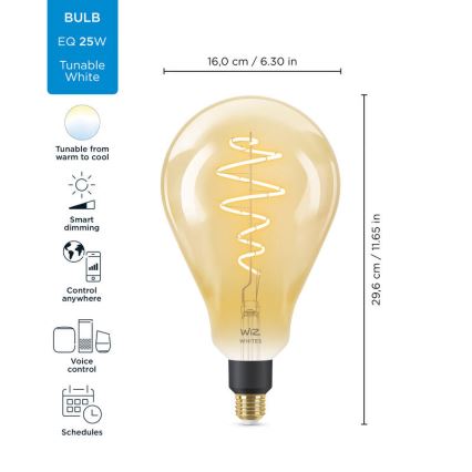 Світлодіодна лампочка з регулюванням яскравості VINTAGE FILAMENT PS160 E27/6,5W/230V 2000-5000K CRI 90 Wi-Fi -WiZ