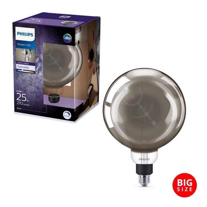 Світлодіодна лампочка з регульованою яскравістю SMOKY VINTAGE Philips G200 E27/6,5W/230V 4000K