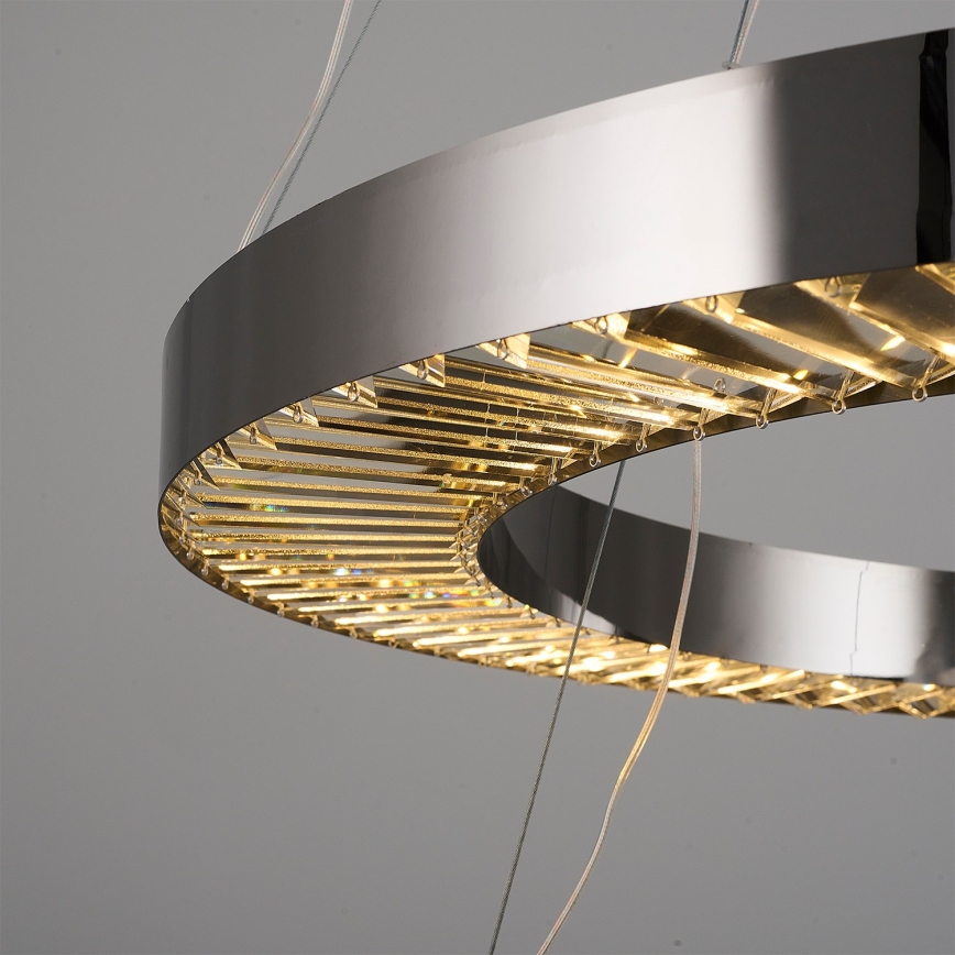 Світлодіодна люстра на тросі ДЖЕСІ, 140 Вт/230 В/3000 К, діаметр 100 см, срібляста