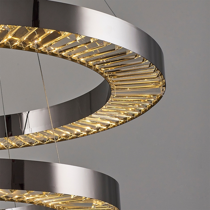 Світлодіодна люстра на тросі ДЖЕСІ, 140 Вт/230 В/3000 К, діаметр 100 см, срібляста