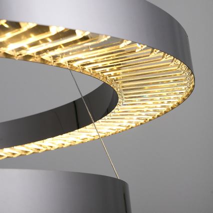 Світлодіодна люстра на тросі ДЖЕСІ, 140 Вт/230 В/3000 К, діаметр 100 см, срібляста