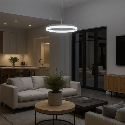 Світлодіодна люстра на тросі GALA LED/25W/230V, діаметр 50 см, срібляста