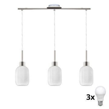 Світлодіодна люстра на тросі HARMA 3xE27/60W/230V матовий хром/білий