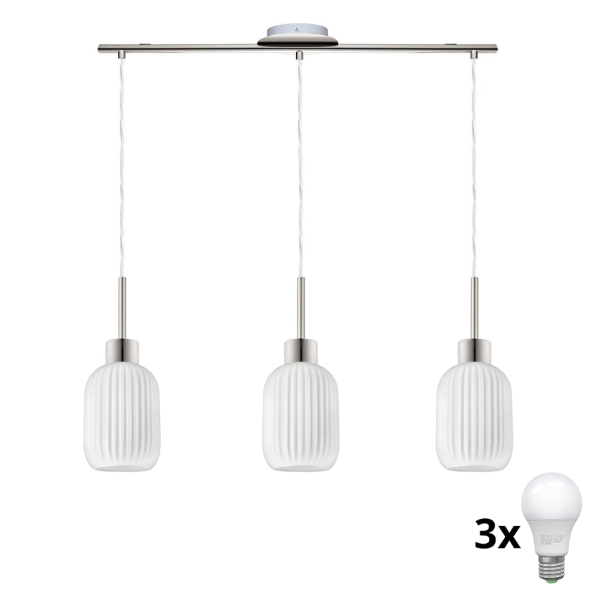 Світлодіодна люстра на тросі HARMA 3xE27/60W/230V матовий хром/білий