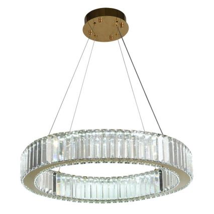Світлодіодна регульована кришталева люстра на тросі LED/40W/230V 3000-6500K хром/золото + дистанційне керування