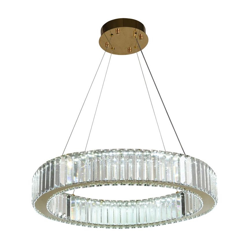 Світлодіодна регульована кришталева люстра на тросі LED/40W/230V 3000-6500K хром/золото + дистанційне керування
