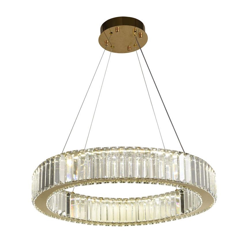 Світлодіодна регульована кришталева люстра на тросі LED/40W/230V 3000-6500K хром/золото + дистанційне керування