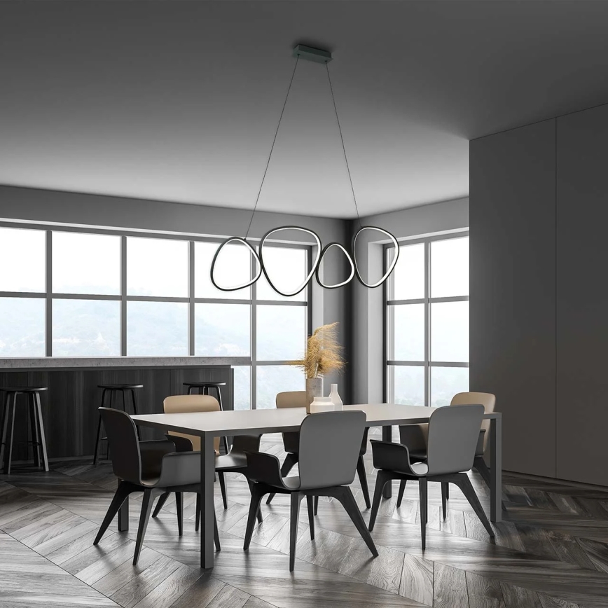 Світлодіодна люстра на тросі ПЕТРА 48 Вт/230 В 4000 К чорна